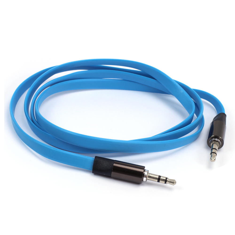 Auxiliary MUSIC Cable 3.5mm to 3.5mm Flat Wire Cable (Blue)
